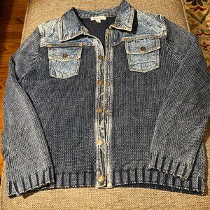 Womens Blue Long Sleeves Pocket Front Cardigan Sweater